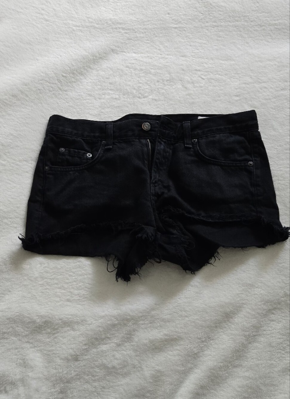 rag & bone Black Distressed Denim Shorts